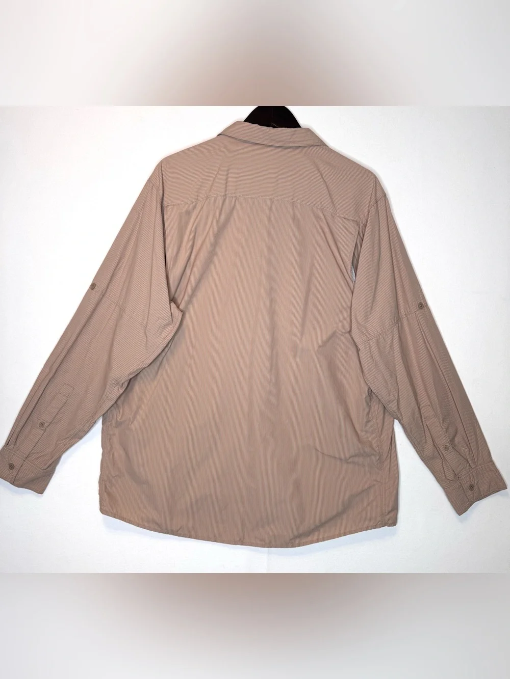 The North Face Men's XL orange Gray Striped Long Sleeve Hiking Shirt Gorpcore